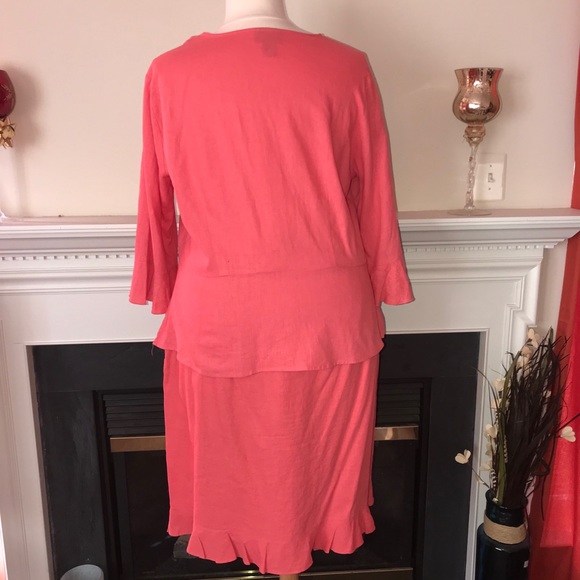 Notations | Coral Two Piece Linen Skirt Set - Picture 5 of 5